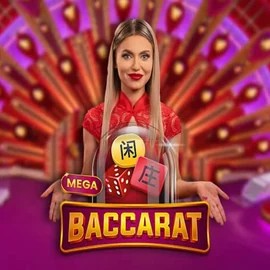 Mega Baccarat online game logo by Pragmatic Play on gambloria-casino.eu