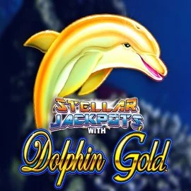 Dolphin Gold with Stellar Jackpots slot logo by Lightning Box Game at Gambloria Casino